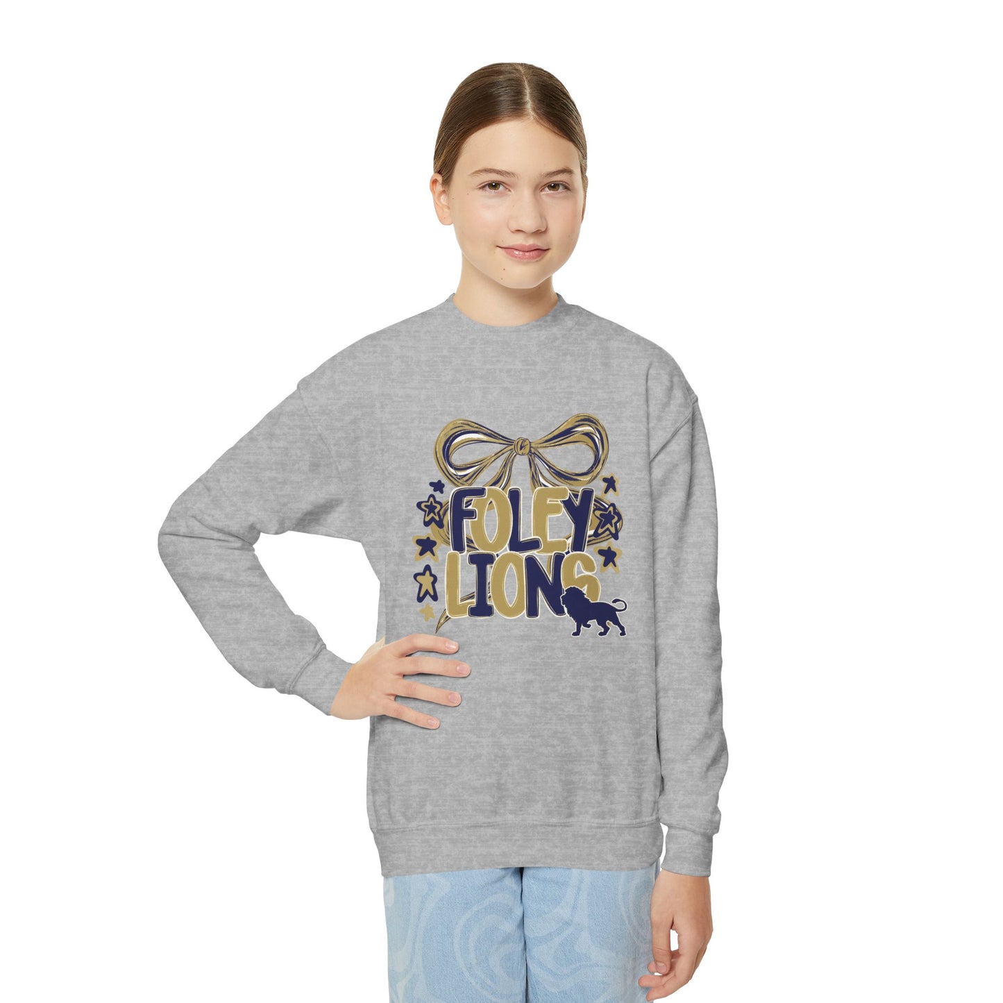 Youth Foley Lions Bow Sweatshirt - Gildan