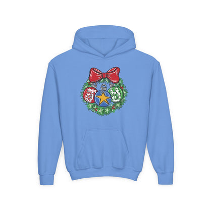 Joy Wreath Youth Hoodie - Gildan