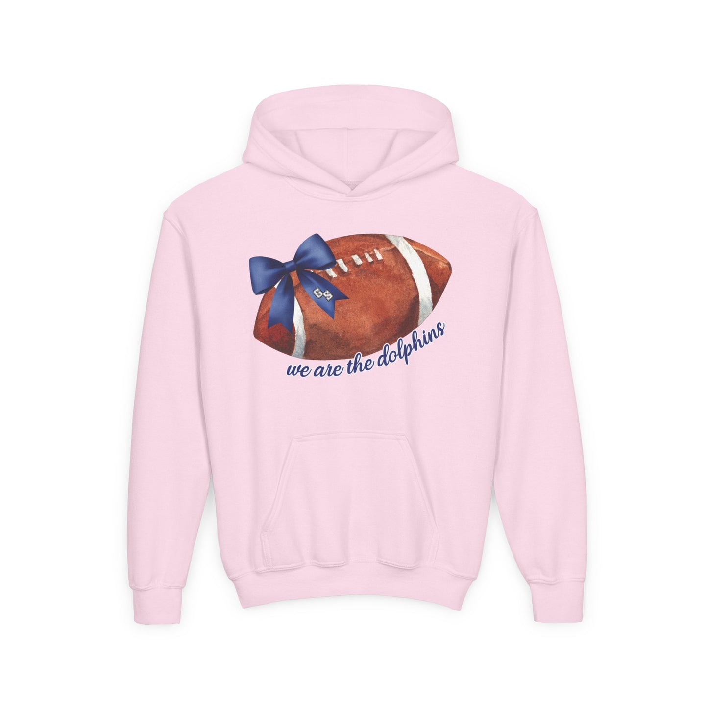 Youth Coquette GS Bow - 'We Are The Dolphins' Football Hoodie