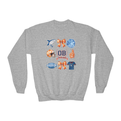 Youth Makos Coquette Bow Pennant Football Sweatshirt
