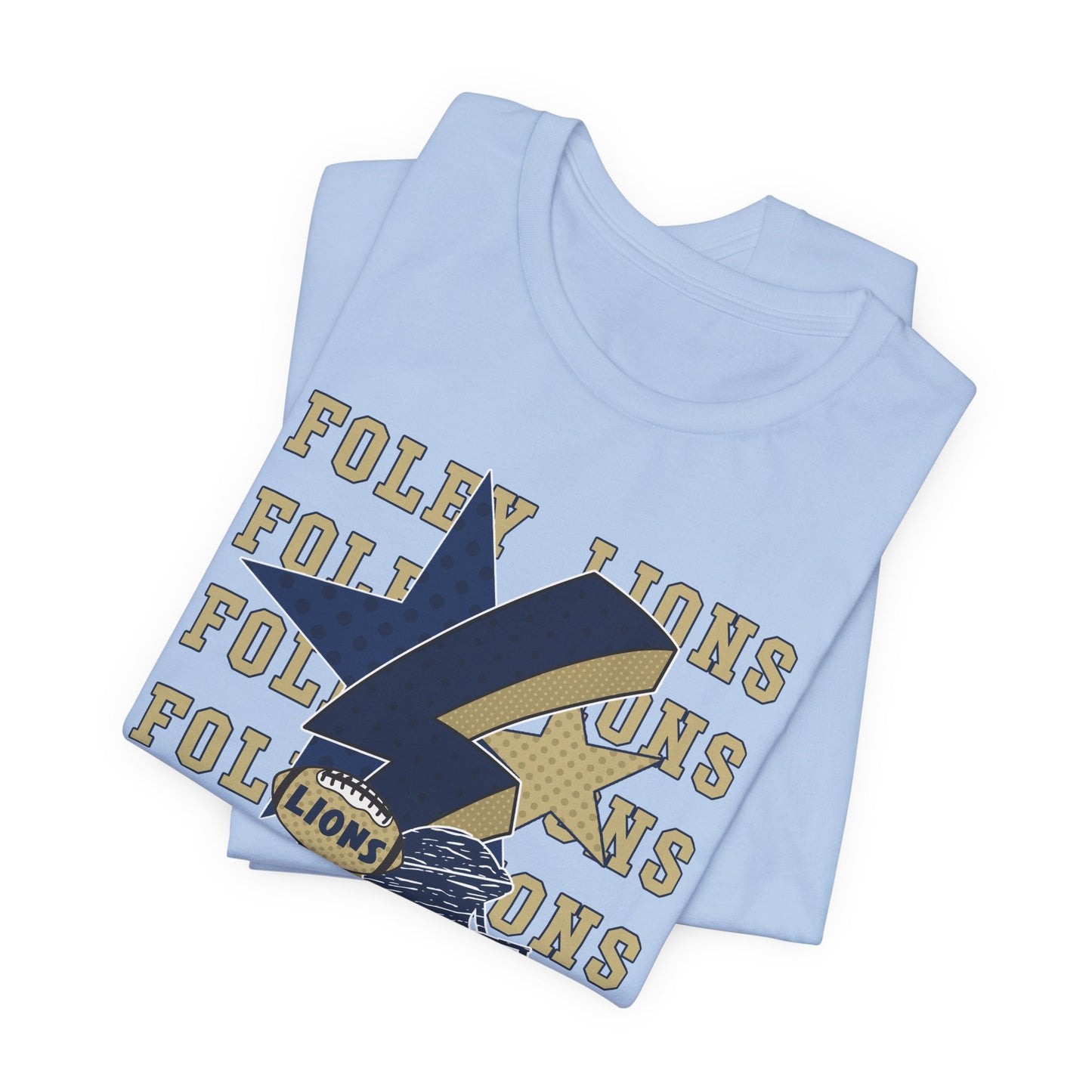 Lions Football, Stars, Lightning Graphic Tee - Bella Canvas