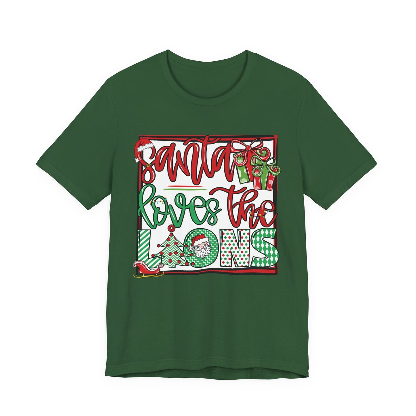 Santa Loves the Lions Tee - Bella Canvas