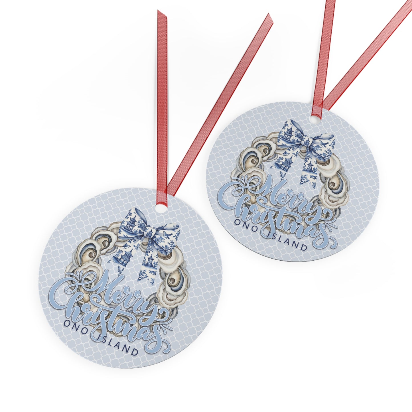 Ono Oyster Wreath Metal Ornament