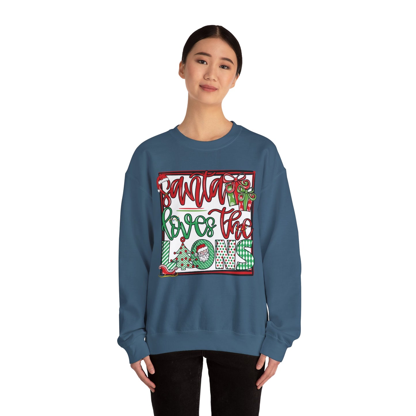Santa Loves the Lions Sweatshirt - Gildan