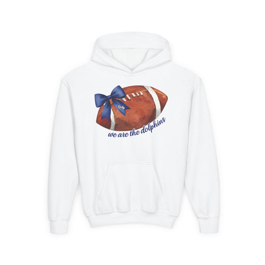Youth Dolphins Coquette Football Hoodie