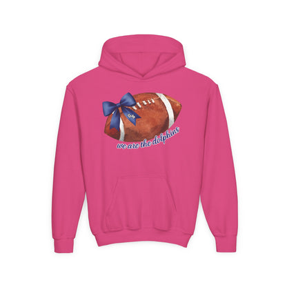 Youth Dolphins Coquette Football Hoodie
