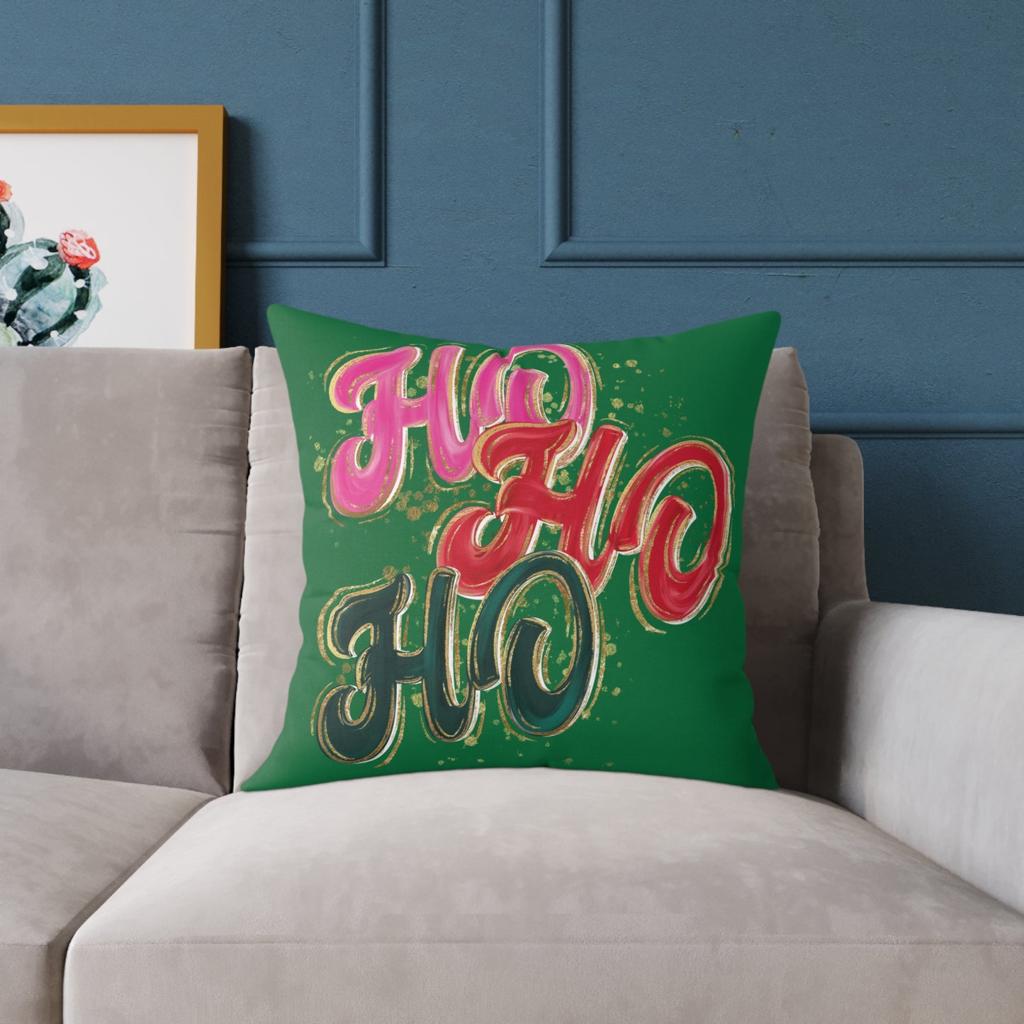 HO HO HO Green Throw Pillow