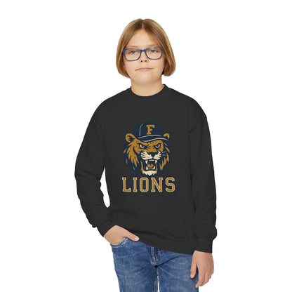 Youth Retro Roaring Lions Crewneck Sweatshirt - Gildan