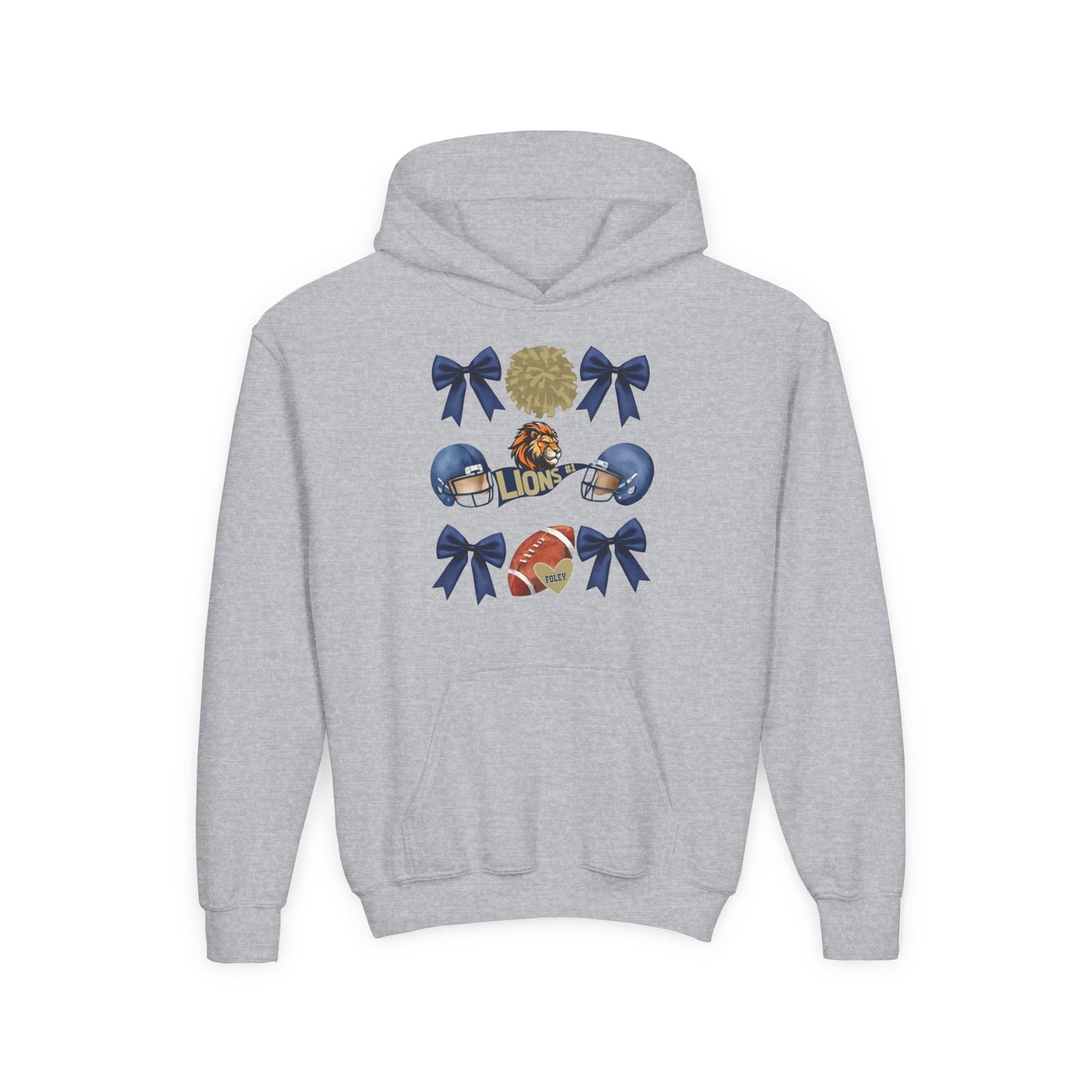 Youth Lions Football Themed Hoodie - Gildan