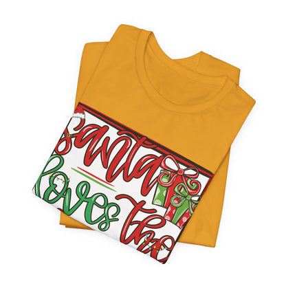 Santa Loves the Lions Tee - Bella Canvas