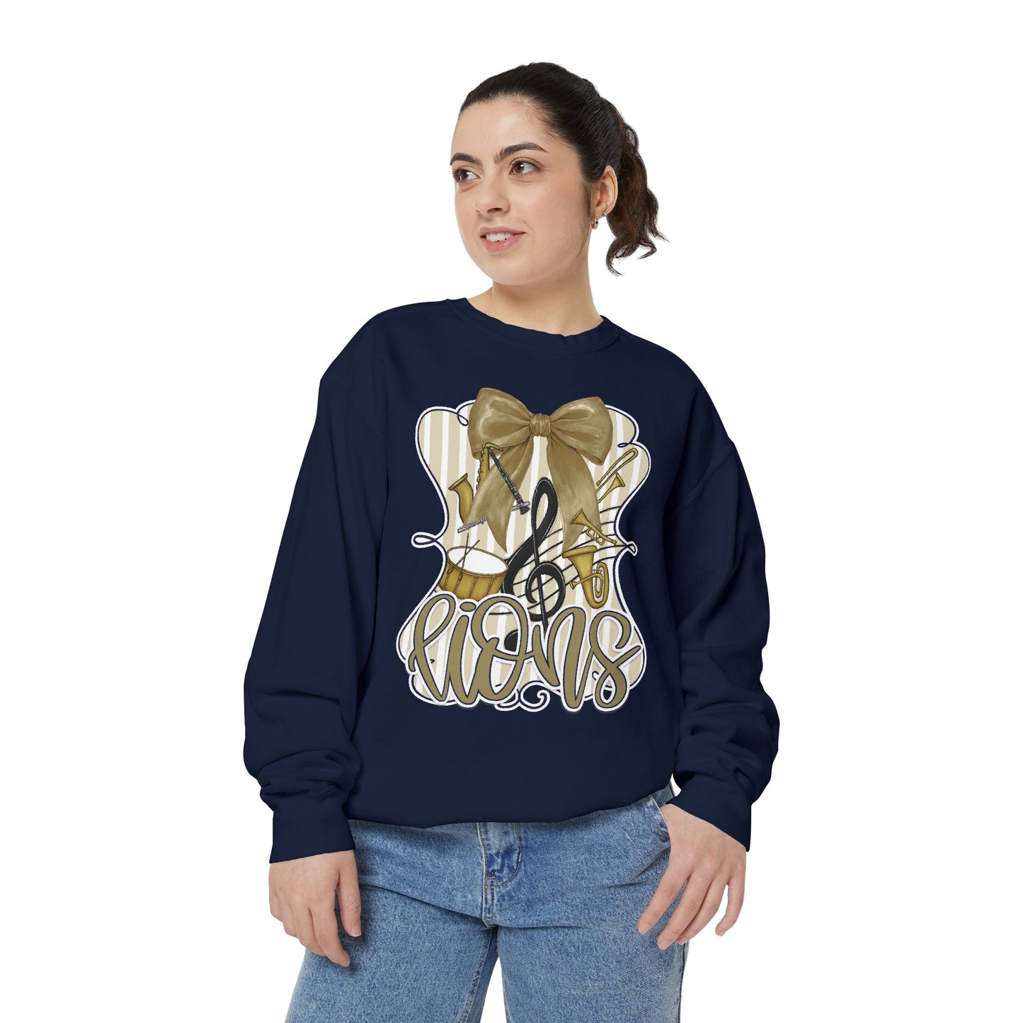 Adult Lions Coquette Band Sweatshirt - Comfort Colors