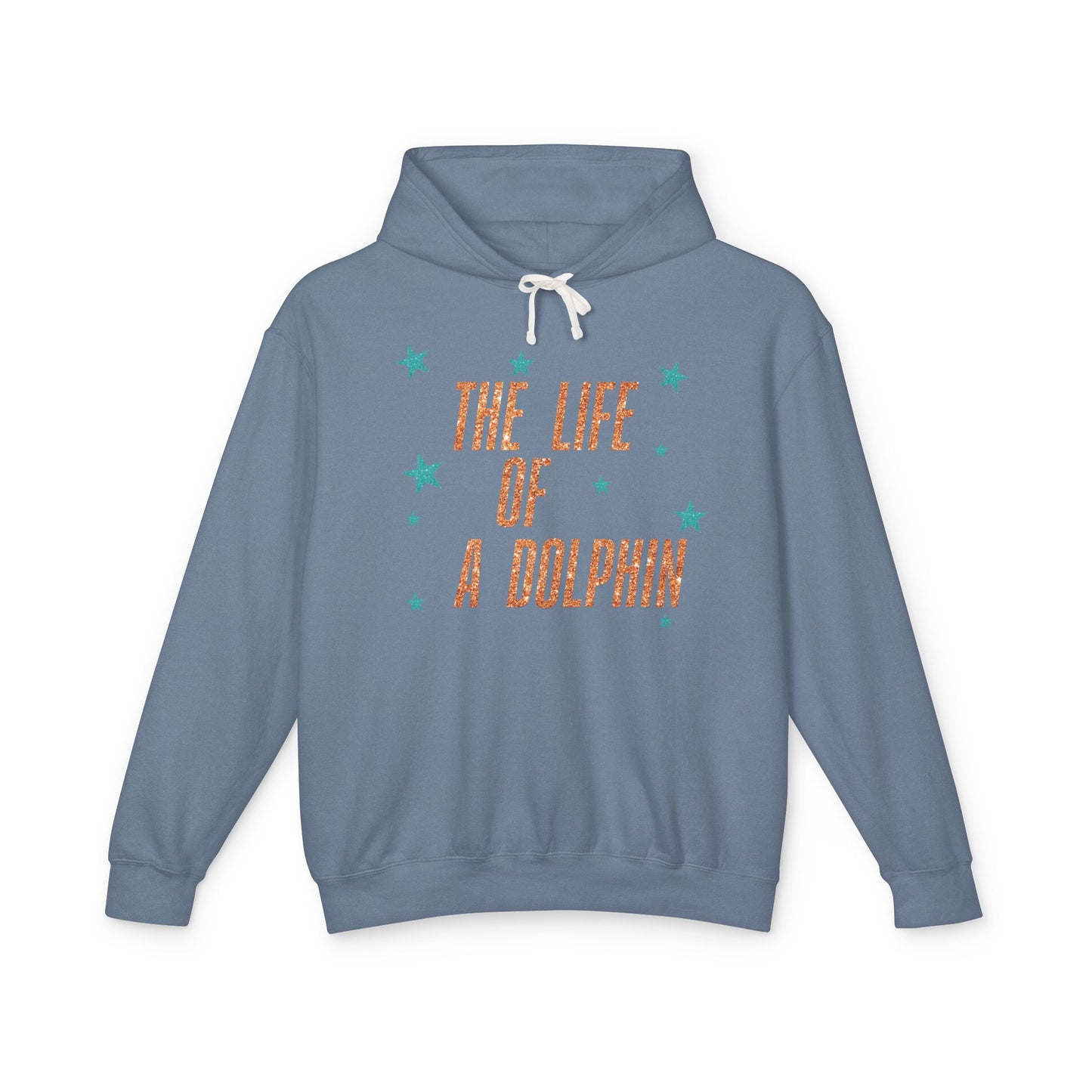 Adult Life of a Dolphin Faux Glitter Hoodie - Comfort Colors