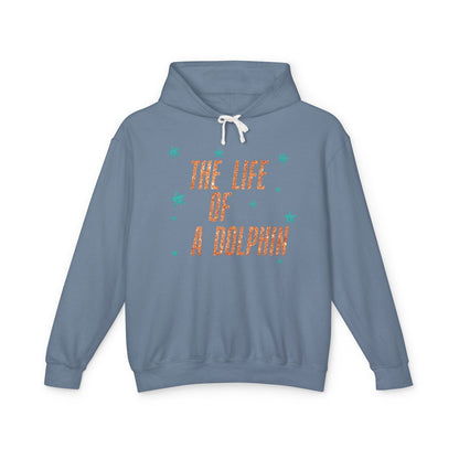 Adult Life of a Dolphin Faux Glitter Hoodie - Comfort Colors