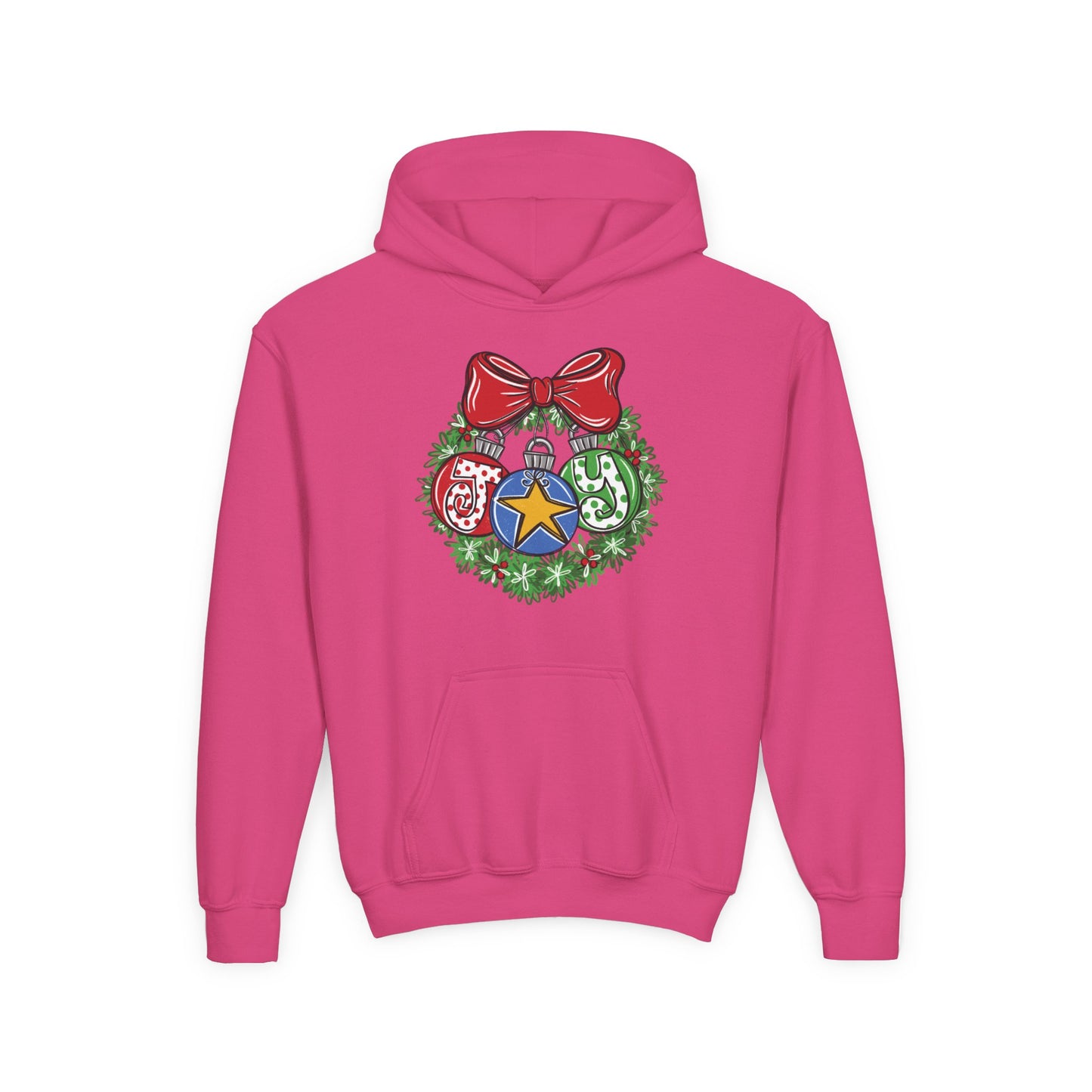 Joy Wreath Youth Hoodie - Gildan