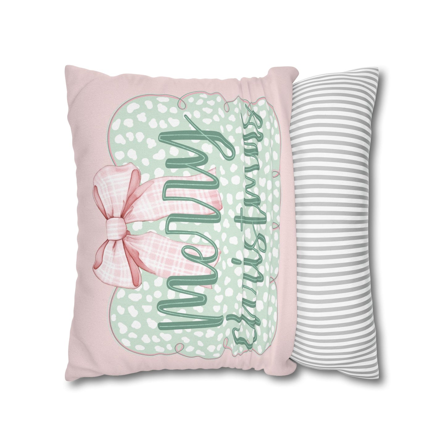 Merry Christmas Pink & Green Pillowcase