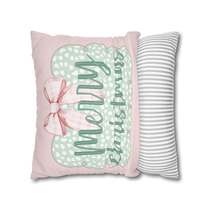 Merry Christmas Pink & Green Pillowcase
