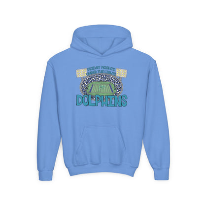 Dolphins Friday Night Lights Youth Hooded Sweatshirt - Gildan