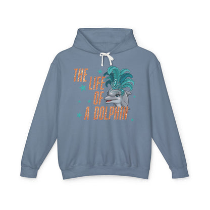 Adult Life of a Dolphin Faux Glitter Hoodie - Comfort Colors