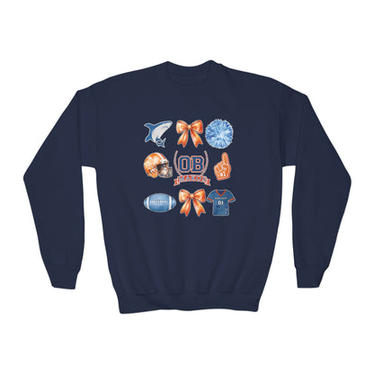 Youth Makos Coquette Bow Pennant Football Sweatshirt