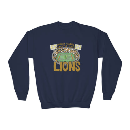 Youth Lions Friday Nights Lights Crewneck Sweatshirt - Gildan