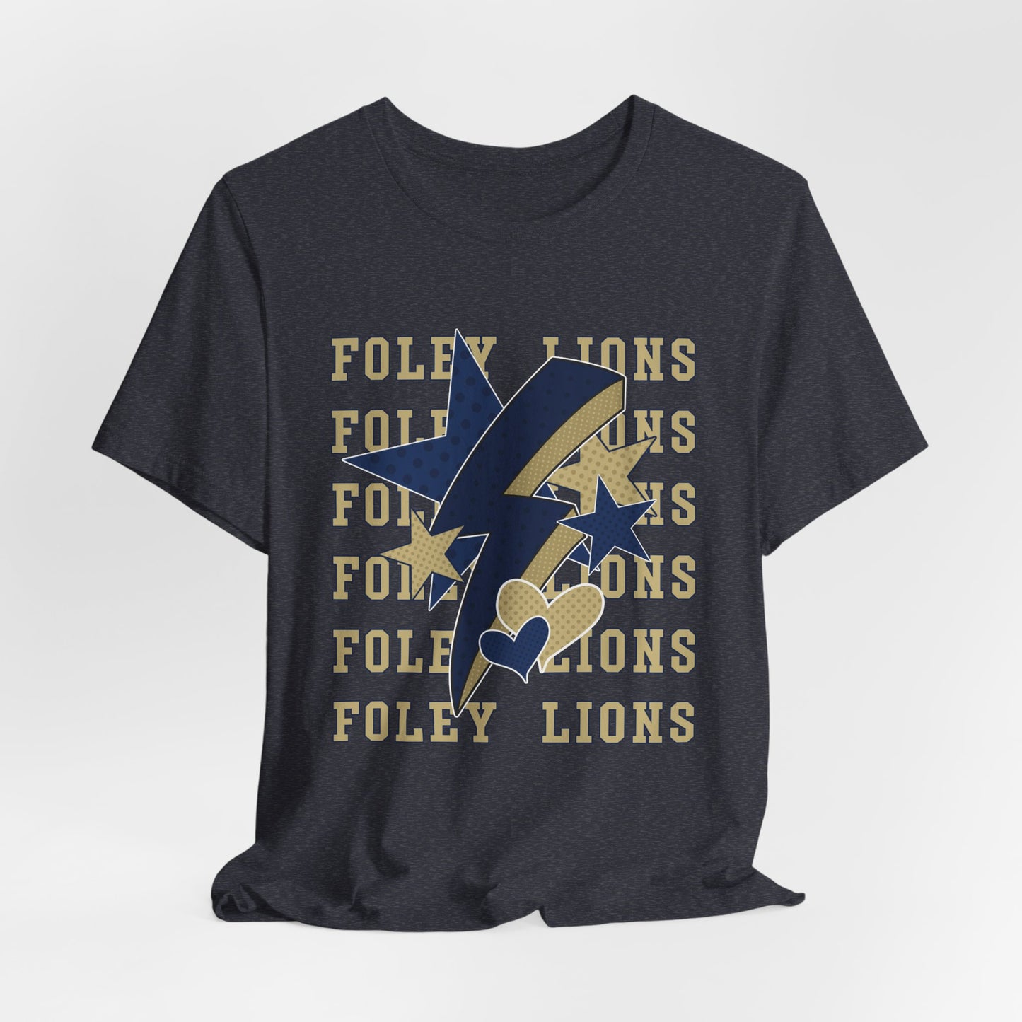 Foley Lions Hearts, Stars, Lightning Tee - Bella Canvas