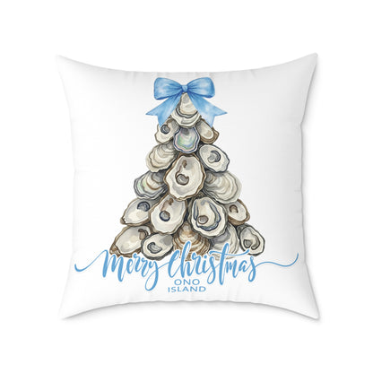 Ono Island Oyster Christmas Tree White Pillow