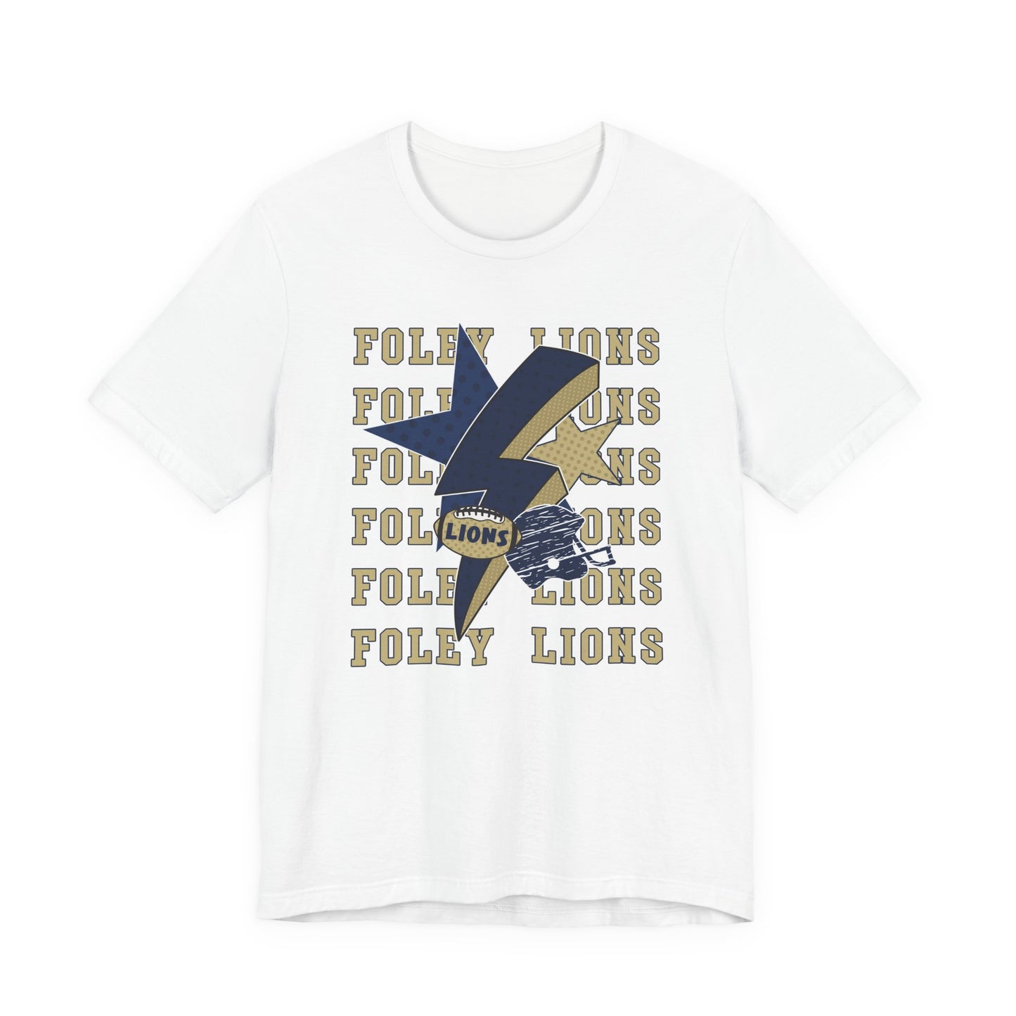 Lions Football, Stars, Lightning Graphic Tee - Bella Canvas