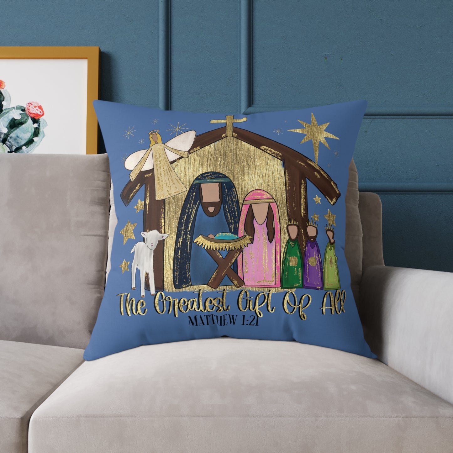 Nativity "The Greatest Gift of All" Decorative Pillow