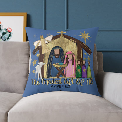 Nativity "The Greatest Gift of All" Decorative Pillow
