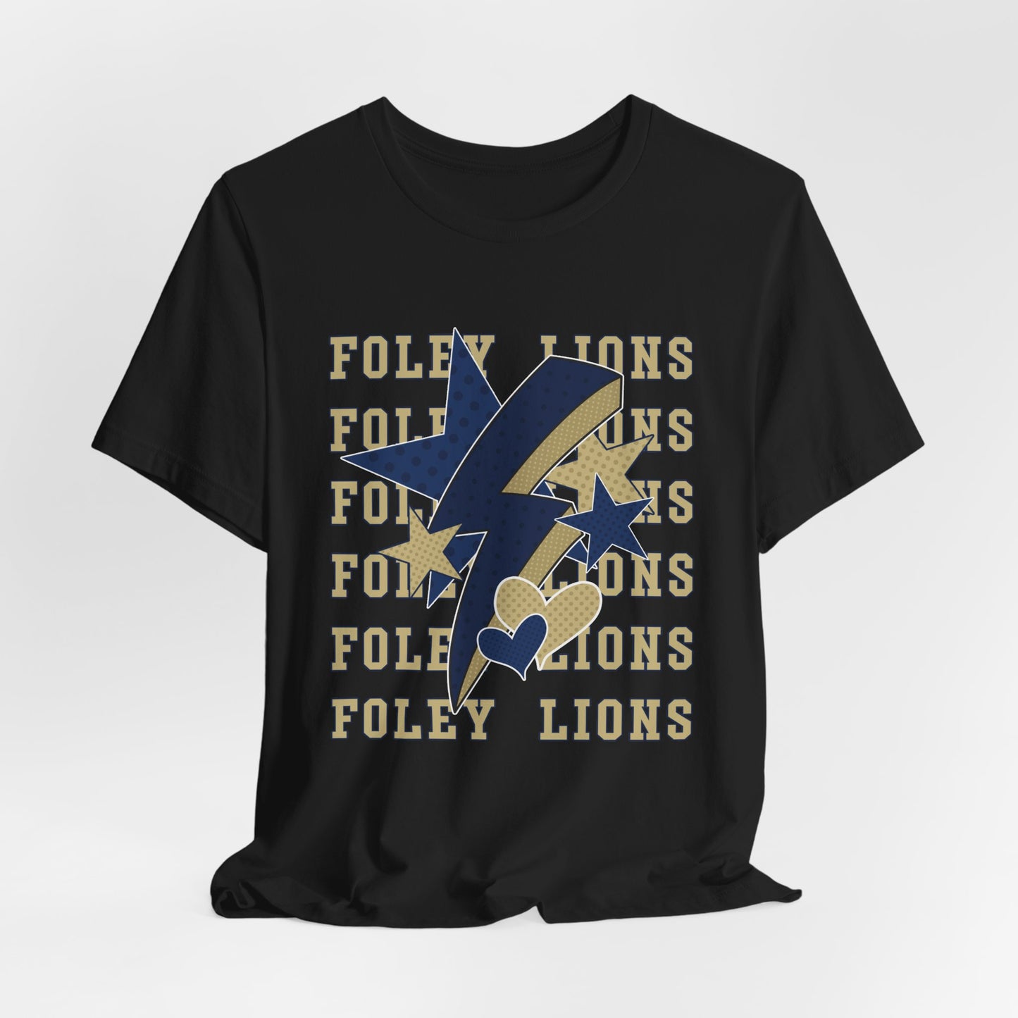 Foley Lions Hearts, Stars, Lightning Tee - Bella Canvas