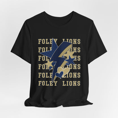 Foley Lions Hearts, Stars, Lightning Tee - Bella Canvas