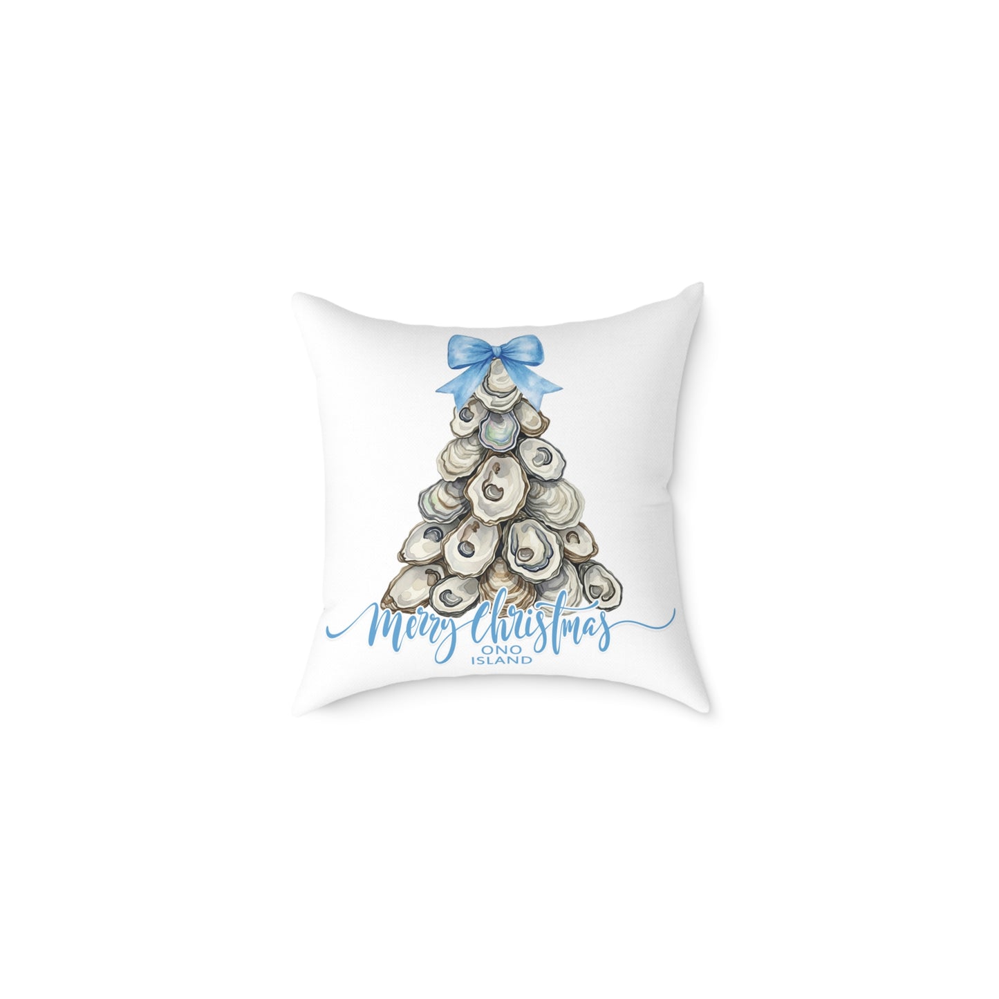 Ono Island Oyster Christmas Tree White Pillow