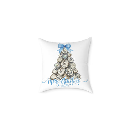 Ono Island Oyster Christmas Tree White Pillow