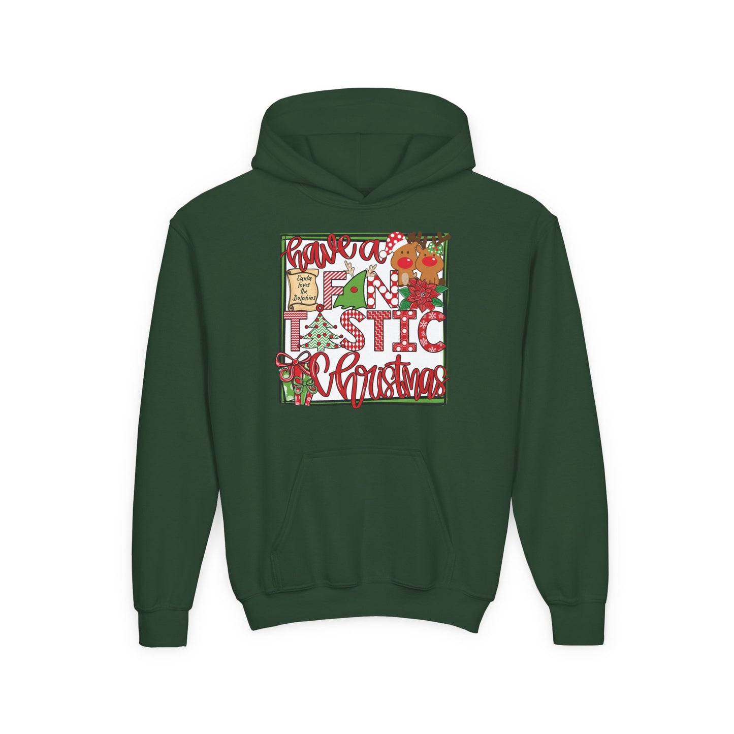 Dolphins Fintastic Christmas Hoodie - Gildan