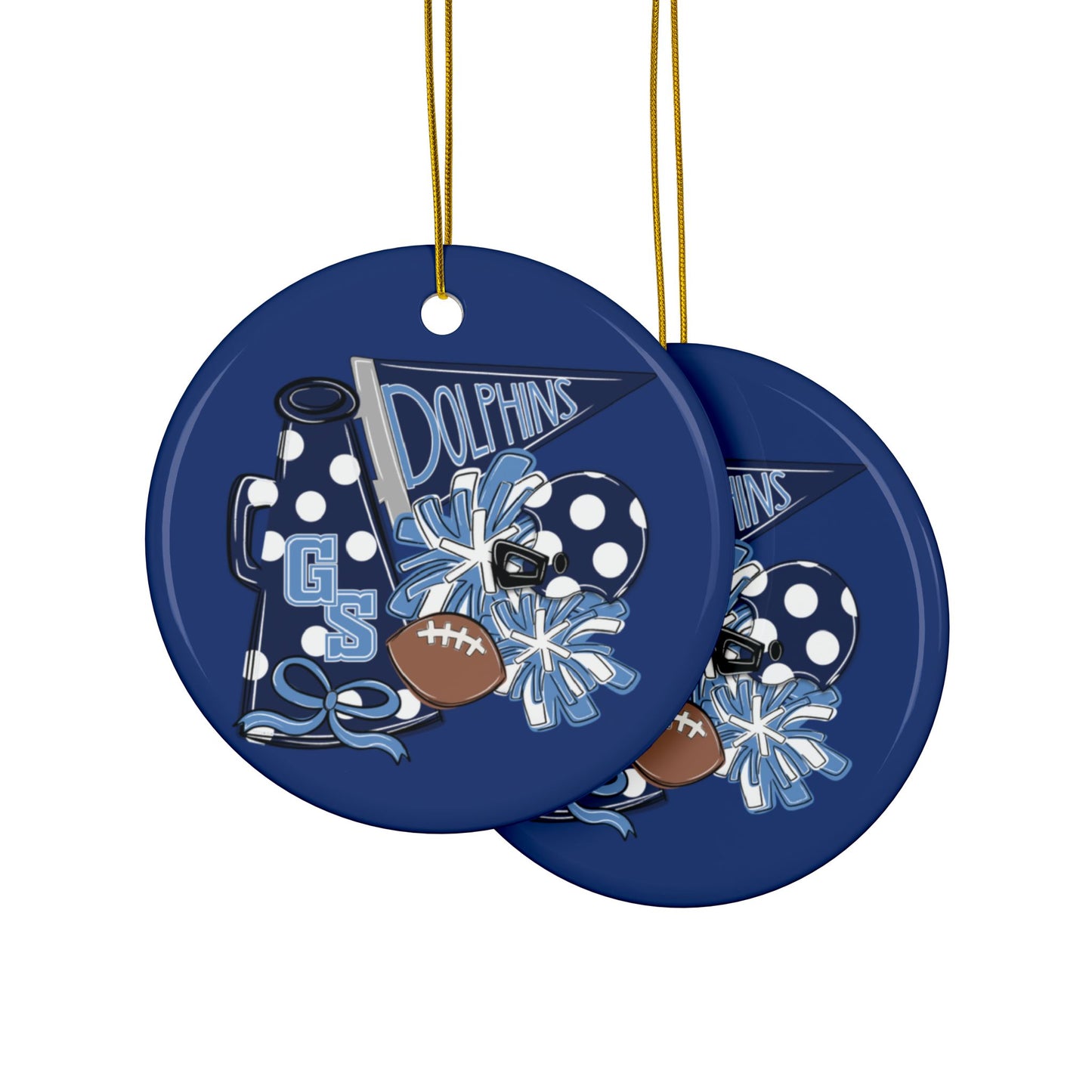 Dolphins Football & Cheer Ceramic Ornament