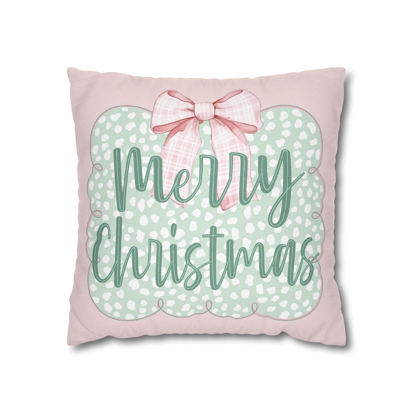 Merry Christmas Pink & Green Pillowcase