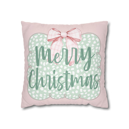 Merry Christmas Pink & Green Pillowcase