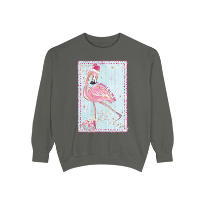 Flamingle All the Way Flamingo Sweatshirt - Comfort Colors