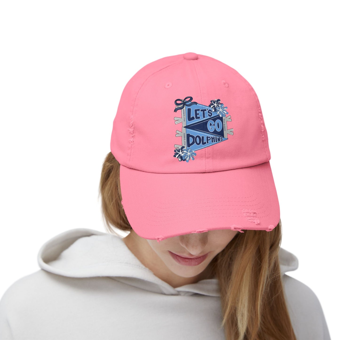 Let's Go Dolphins Distressed Cap
