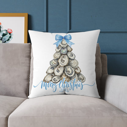 Ono Island Oyster Christmas Tree White Pillow