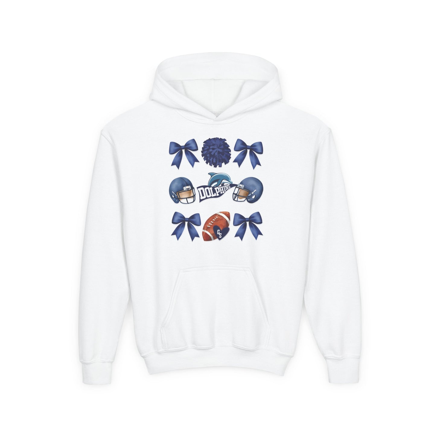 Youth Coquette Dolphins Pennant Bow Hoodie