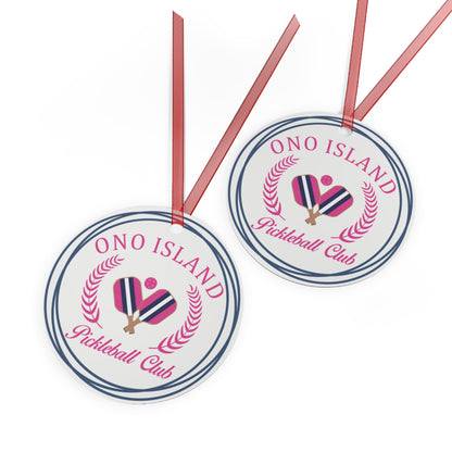Ono Island Pickleball Navy/Pink Ornament