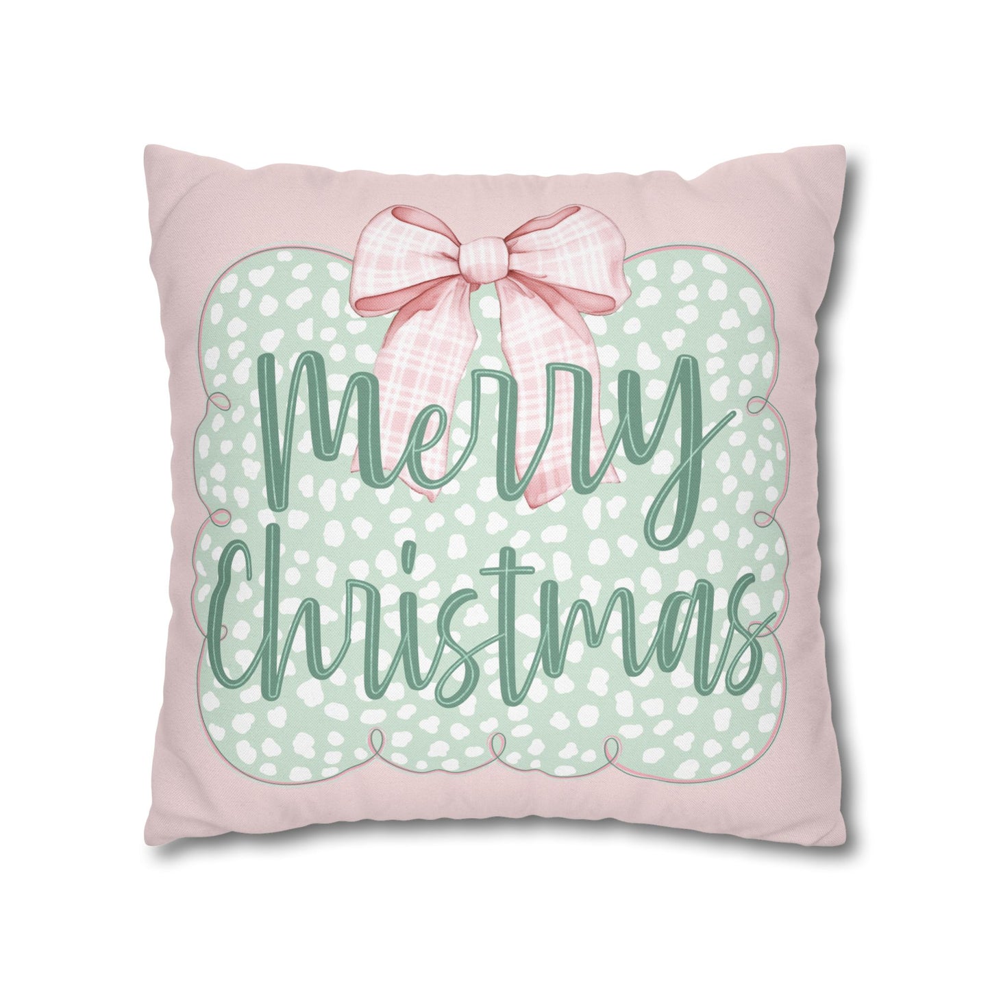 Merry Christmas Pink & Green Pillowcase