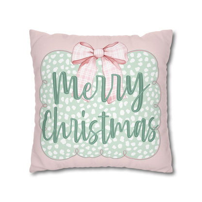 Merry Christmas Pink & Green Pillowcase