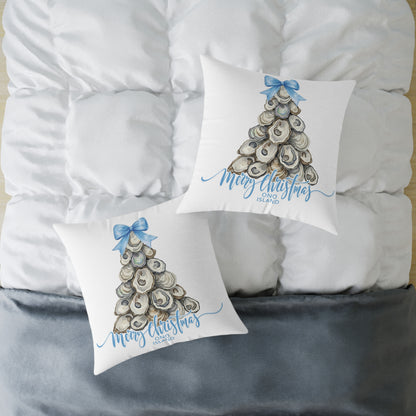 Ono Island Oyster Christmas Tree White Pillow