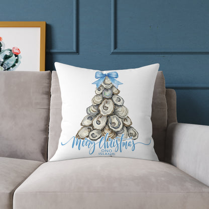 Ono Island Oyster Christmas Tree White Pillow