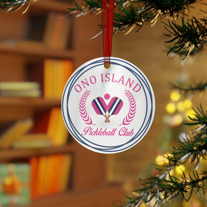 Ono Island Pickleball Navy/Pink Ornament