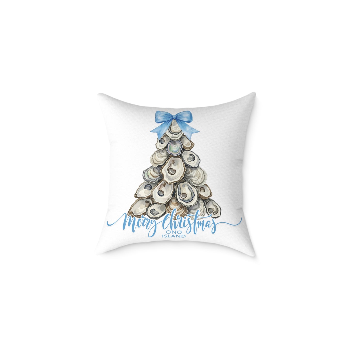 Ono Island Oyster Christmas Tree White Pillow