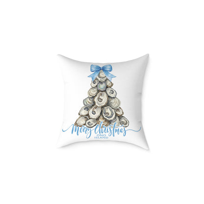 Ono Island Oyster Christmas Tree White Pillow