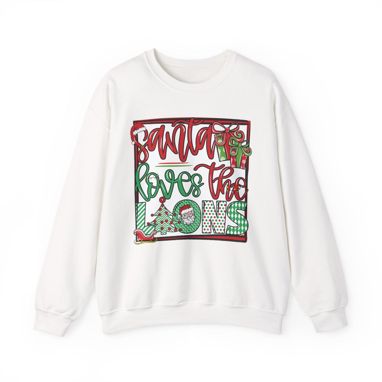 Santa Loves the Lions Sweatshirt - Gildan